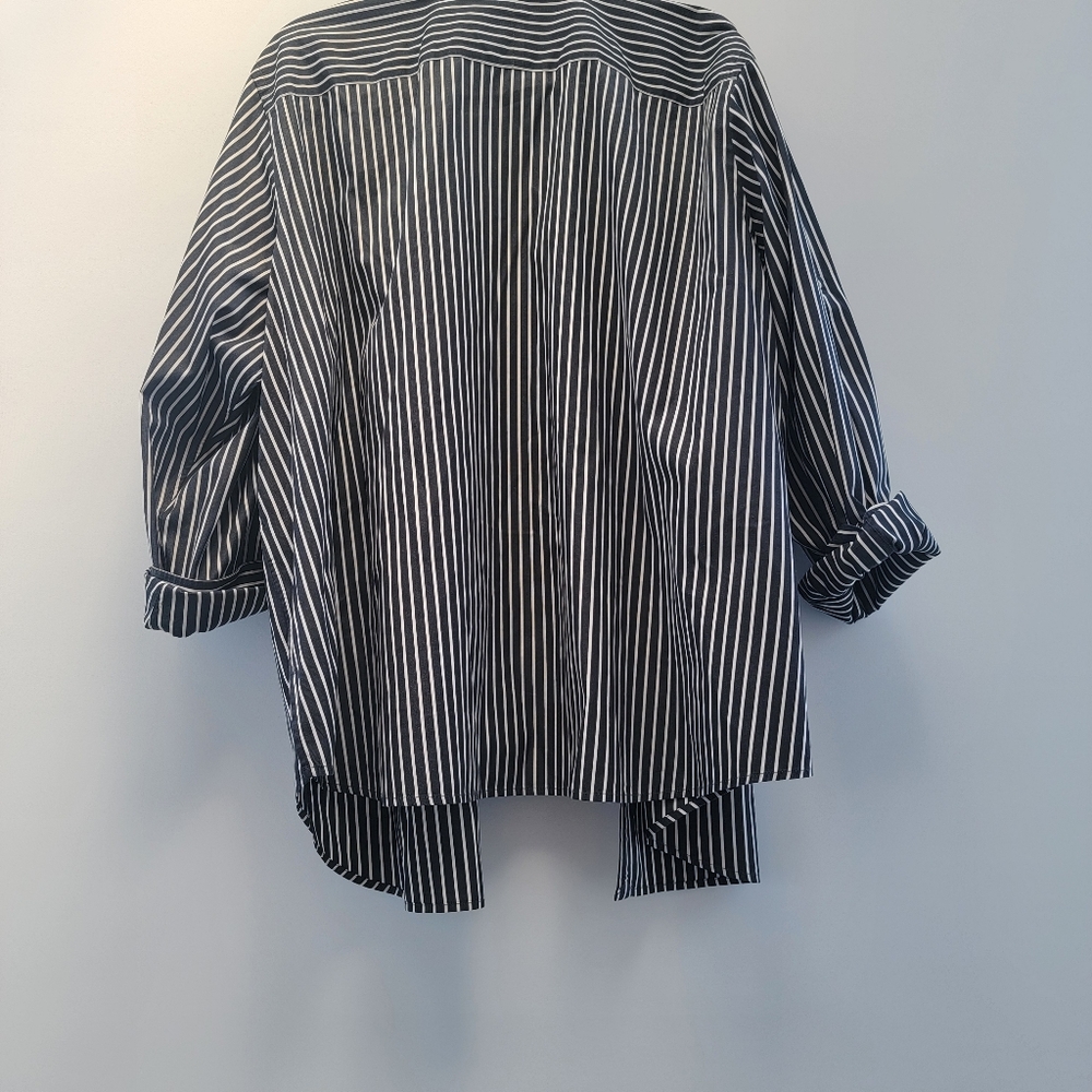 Lauren Ralph Lauren Classic Striped Button Down Shirt Size 3X Navy Blue Preppy - Picture 14 of 15
